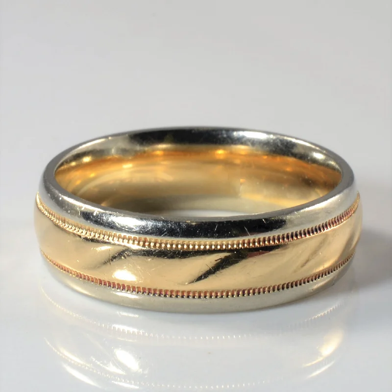Premium Diamond Jewelry For Unforgettable Moments Milgrain Detailed Two Tone Gold Band | SZ 11.25 |