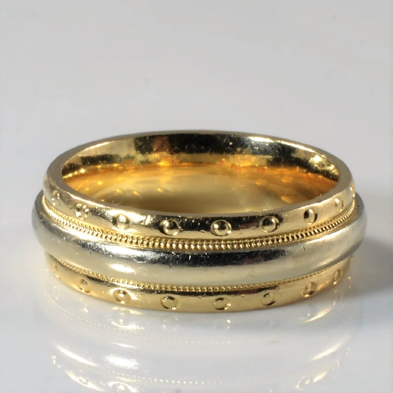 Dainty Floral Jewelry For Feminine Elegance Milgrain Detailed Two Tone Gold Band | SZ 5.75 |
