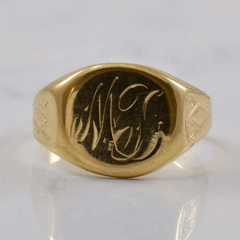 Luxury Jewelry At Budget-Friendly Prices – Grab Yours Now Engraved 'MJ' Signet Ring | SZ 10 |