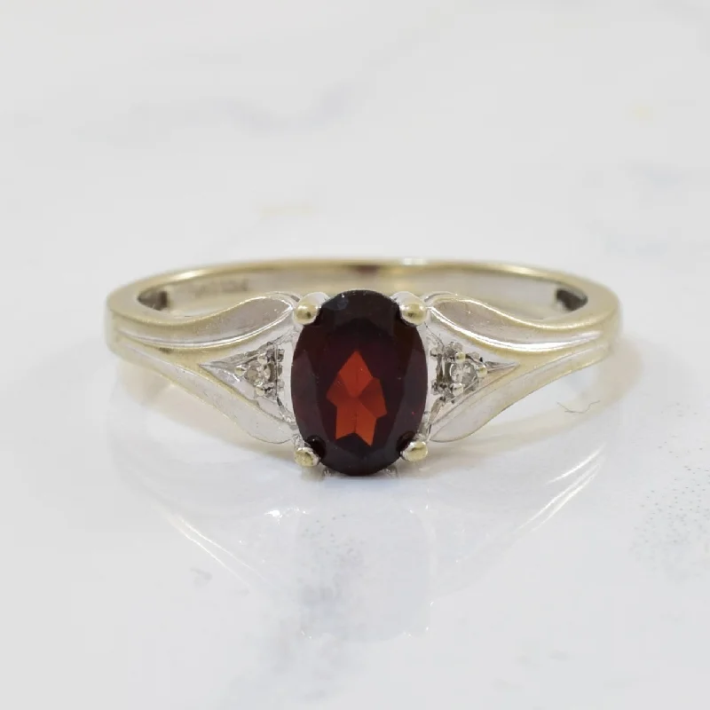 Dainty And Elegant Jewelry Now At Reduced Prices Oval Garnet & Diamond Ring | 0.95ct, 0.01ctw | SZ 7.5 |