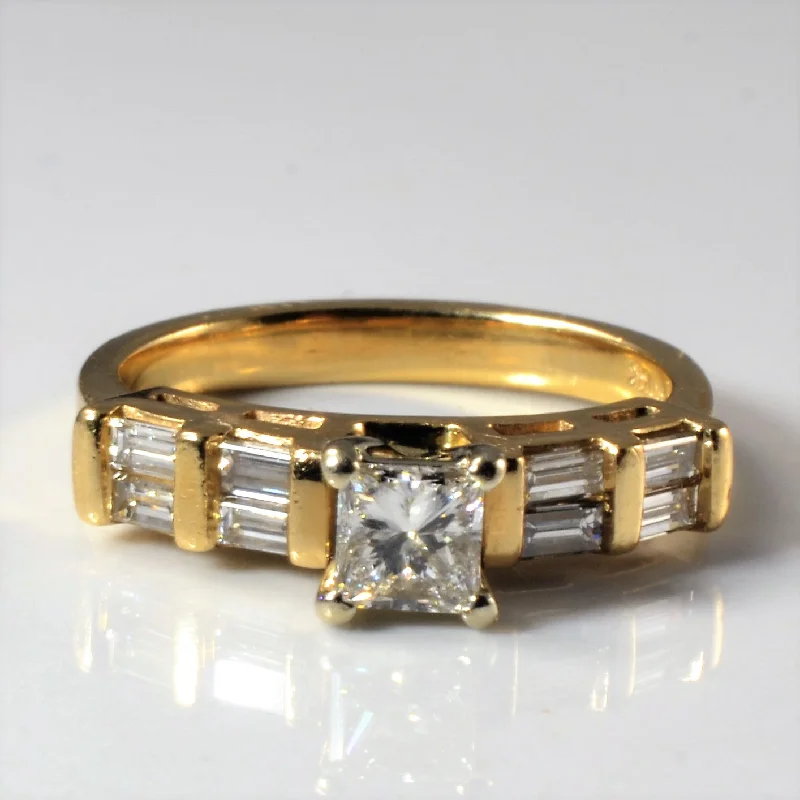 Affordable Glamour – Premium Jewelry For Less Princess & Baguette Diamond Engagement Ring | 0.68ctw | SZ 5.5 |