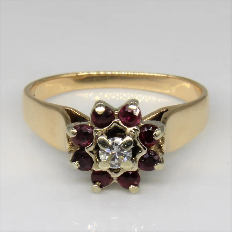 Elegant Rose Gold Jewelry For A Stylish Touch Ruby Halo & Diamond Ring | 0.28ctw, 0.10ct | SZ 7 |