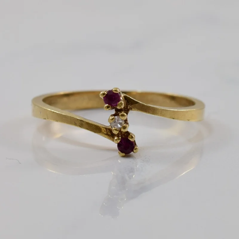 Shine Without Limits – Jewelry Sale Happening Now Ruby & Diamond Three Stone Bypass Ring | 0.06ctw, 0.02ct | SZ 6.75 |