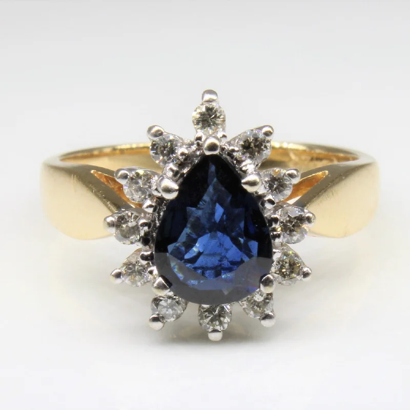 Limited-Time Jewelry Sale – Don't Miss Out On Dazzling Discounts Pear Cut Sapphire & Diamond Cocktail Ring | 0.80ct, 0.18ctw | SZ 5.75 |