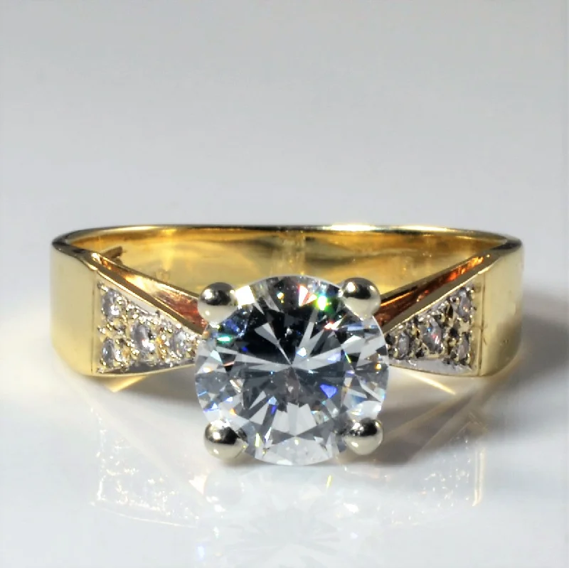 Shop Elegant Jewelry At Unbeatable Prices Tapered Pave Diamond Engagement Ring | 1.58ctw | SZ 5.5 |