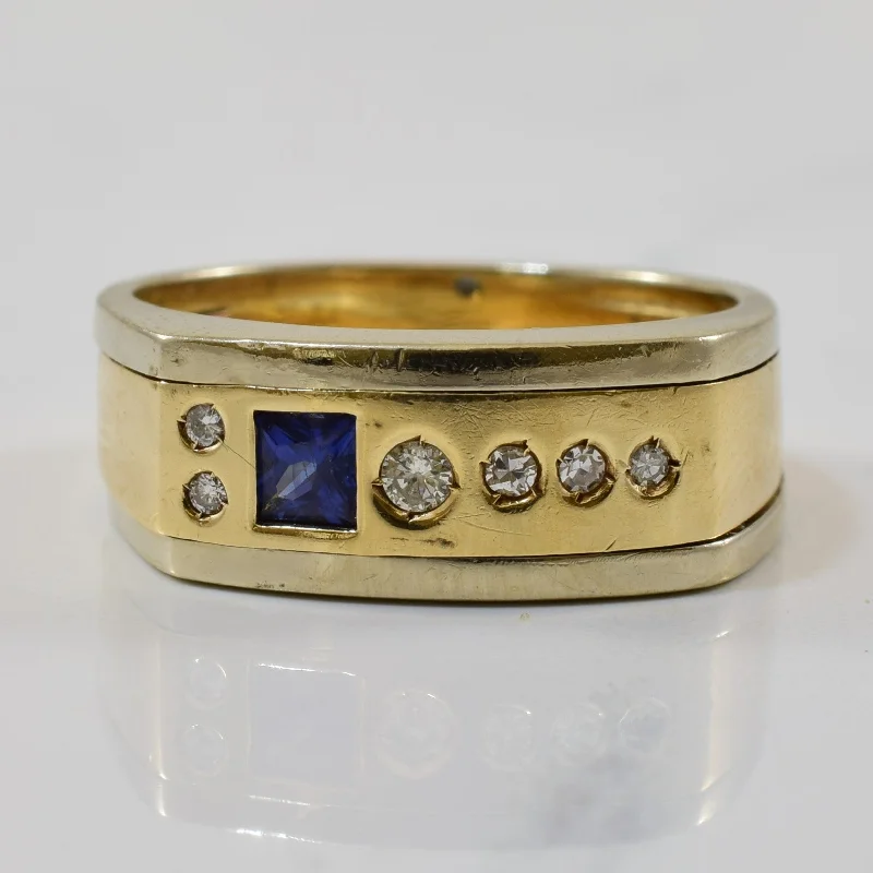 Don't Miss Out – Shop Elegant Jewelry For Less Two Tone Sapphire & Diamond Ring | 0.24ct, 0.09ctw | SZ 9.5 |