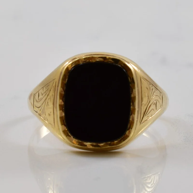 Bestselling Jewelry At Special Promotional Rates 1980s Black Onyx Signet Ring | 2.50ct | SZ 10.75 |