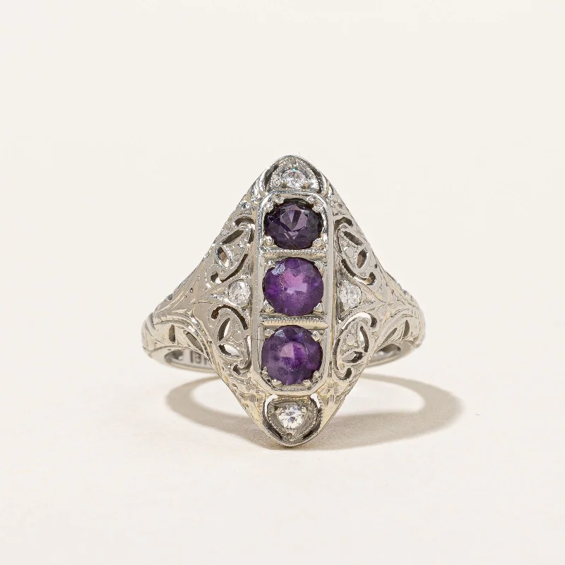 Fashion-Forward Jewelry At Exclusive Discounts Art Deco Amethyst & Diamond Ring | 0.50ct, 0.07ctw | SZ 4.25 |