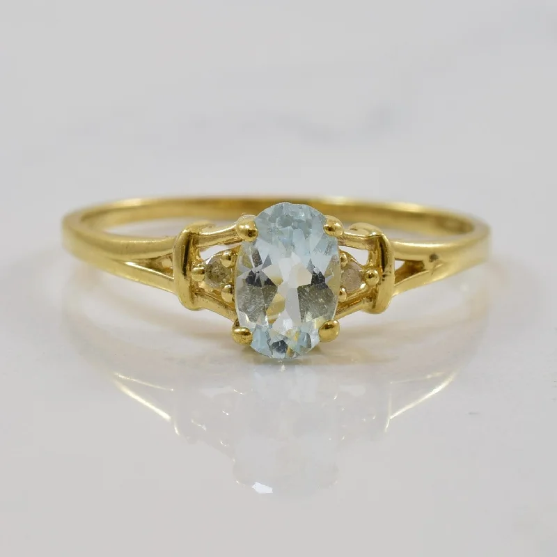 Best Jewelry Deals – Premium Quality At Exclusive Discounts Aquamarine & Diamond Split Shank Ring | 0.44ct, 0.01ctw | SZ 6 |
