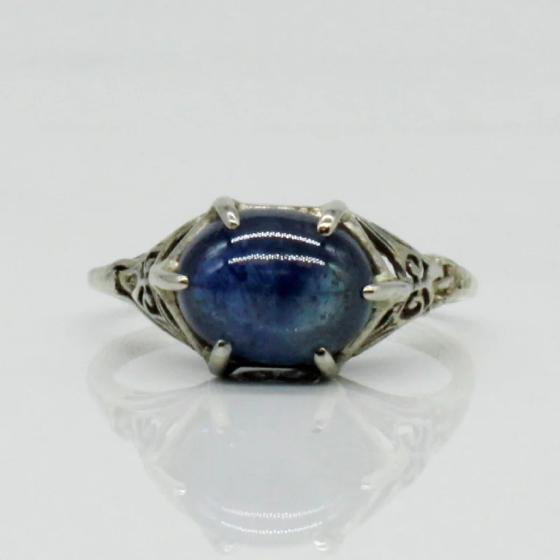 Unmissable Jewelry Sale – Shop Before It's Too Late Bespoke' Art Deco Cabochon Sapphire Ring | 3.02ct | SZ 6 |