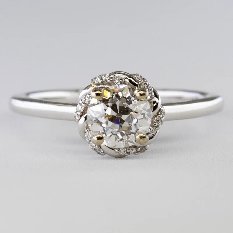 Buy More, Save More On Stunning Jewelry Designs '100 Ways' Old European Twisted Halo Engagement Ring | 0.99ctw | SZ 7 |