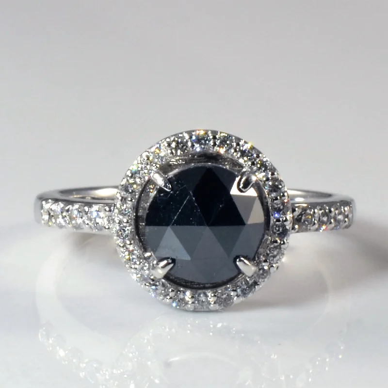 Discounted Jewelry For A Glamorous Look Black Diamond Halo Engagement Ring | 1.47ctw | SZ 6.25 |