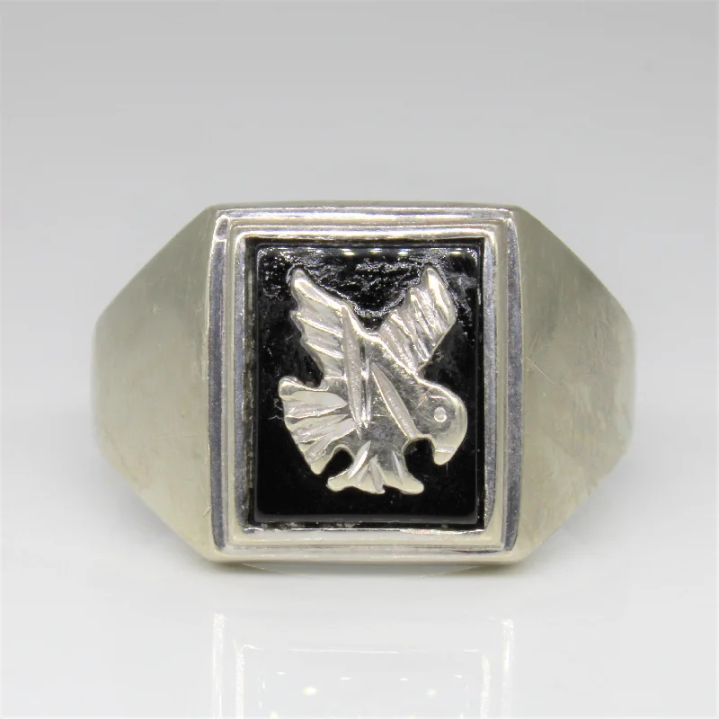 Fashion-Forward Jewelry At Incredible Prices Black Onyx Eagle Ring | 1.00ct | SZ 12.75 |