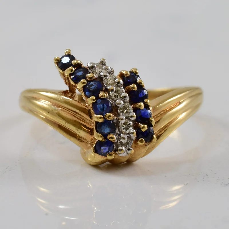 Shop Fine Jewelry With Amazing Deals Blue Sapphire & Diamond Chevron Ring | 0.28ctw, 0.09ctw | SZ 9.5 |