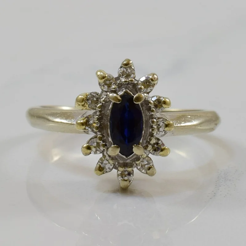Luxury Handcrafted Jewelry For Elegant Looks Marquise Sapphire & Diamond Halo Ring | 0.25ct, 0.12ctw | SZ 5 |