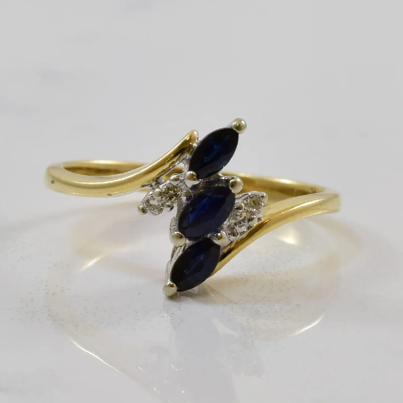 Eco-Friendly Sustainable Jewelry For Conscious Buyers Blue Sapphire & Diamond Bypass Ring | 0.25ctw, 0.04ctw | SZ 6.5 |