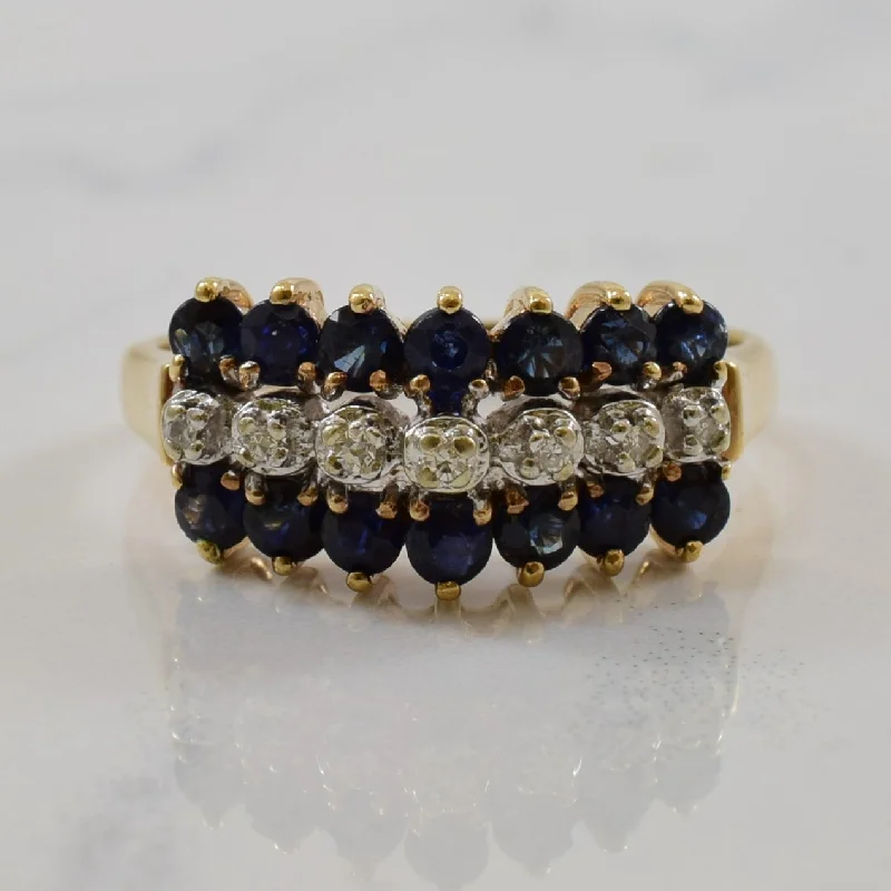 Celebrate With Sparkle – Jewelry Sale Now Live Blue Sapphire & Diamond Three Row Ring | 1.00ctw, 0.03ctw | SZ 6.75 |