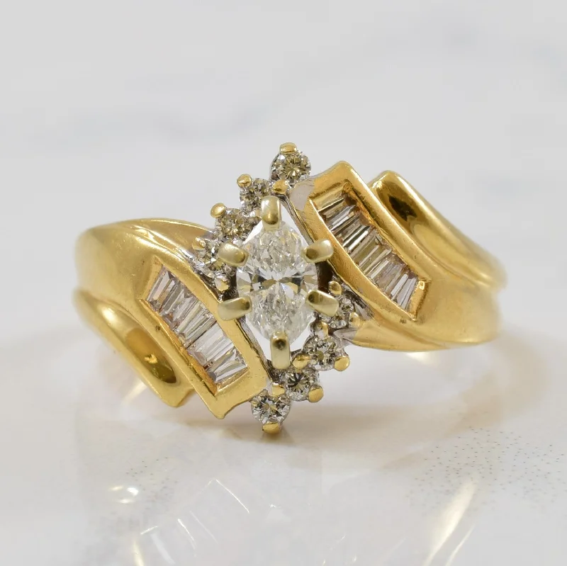 Limited-Time Offer On Premium Jewelry Collections Bypass Marquise Diamond Ring | 0.49ctw | SZ 5.75 |