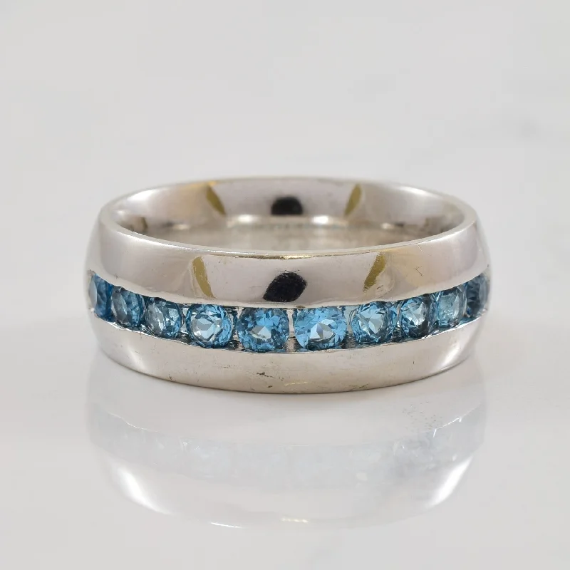 Trending Jewelry Now Available At Exclusive Prices Channel Set Blue Topaz Semi Eternity Band | 1.00ctw | SZ 10 |