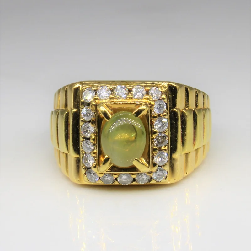 Limited-Stock Jewelry Sale – Once It's Gone, It's Gone Cabochon Chrysoberyl & Diamond Ring | 1.20ct, 0.45ctw | SZ 8 |