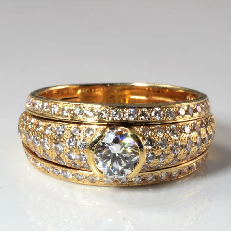 Special Deals On Handcrafted And Designer Jewelry Soldered Pave Diamond Three Band Wedding Set | 1.44ctw | SZ 8 |