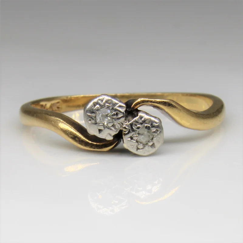 Waterproof Stainless Steel Jewelry For Lasting Beauty Edwardian Diamond Toi et Moi Ring | 0.04ctw | SZ 7 |