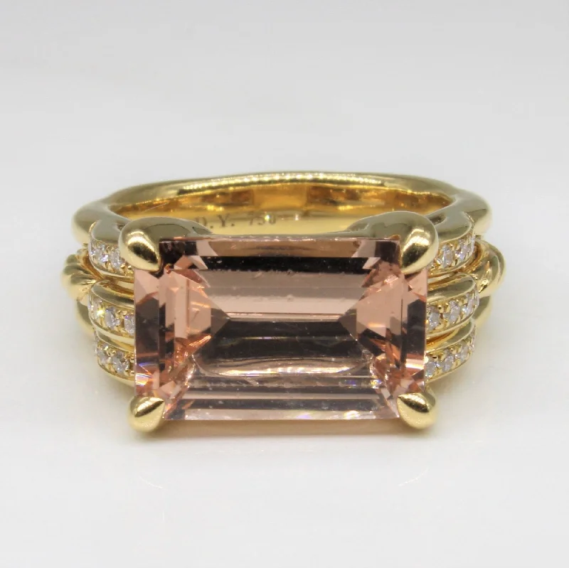 Shop Stylish Jewelry Now And Save Big 'David Yurman' Morganite & Diamond Tides Ring | 4.50ct, 0.15ctw | SZ 7 |