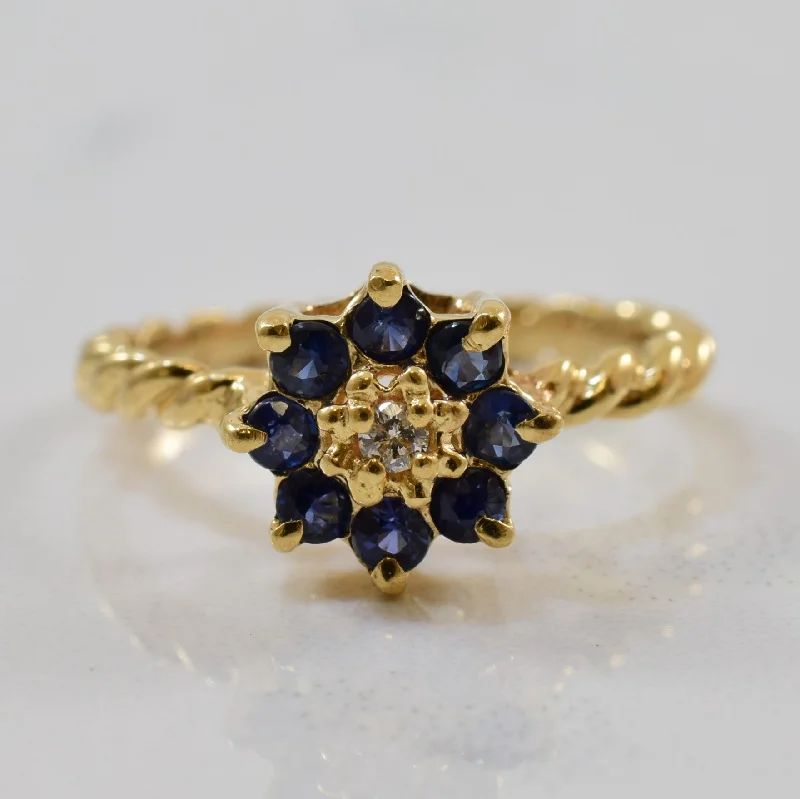 Versatile Layering Jewelry For Effortless Chic Twisted Band Sapphire Cluster Ring | 0.24ctw, 0.02ctw | SZ 2.5 |