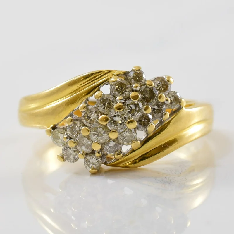 Elevate Your Outfit With Discounted Statement Jewelry Diamond Cluster Bypass Ring | 0.50ctw | SZ 5.25 |