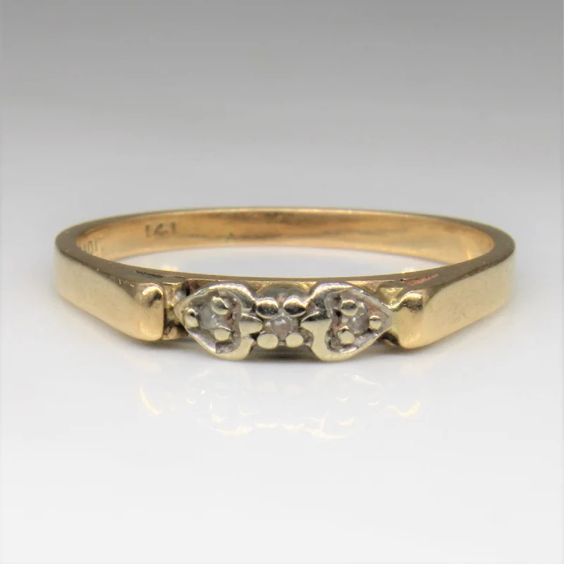 Fashion-Forward Geometric Jewelry For Contemporary Style Retro Diamond Heart Wedding Band | 0.03ctw | SZ 7.5 |