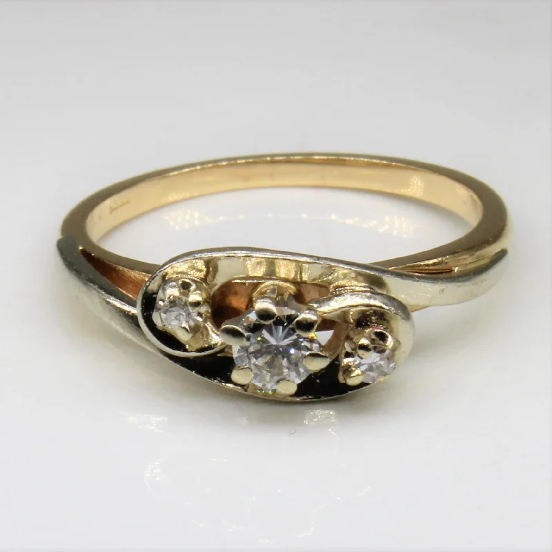 Must-Have Jewelry At Unbelievable Discounts Three Stone Diamond Bypass Ring | 0.16ctw | SZ 7 |