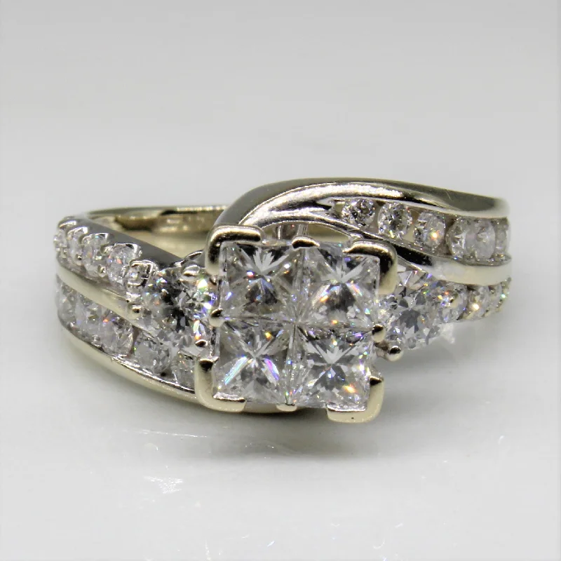 Gorgeous Jewelry, Limited-Time Savings Diamond Cluster Bypass Ring | 1.25ctw | SZ 6 |