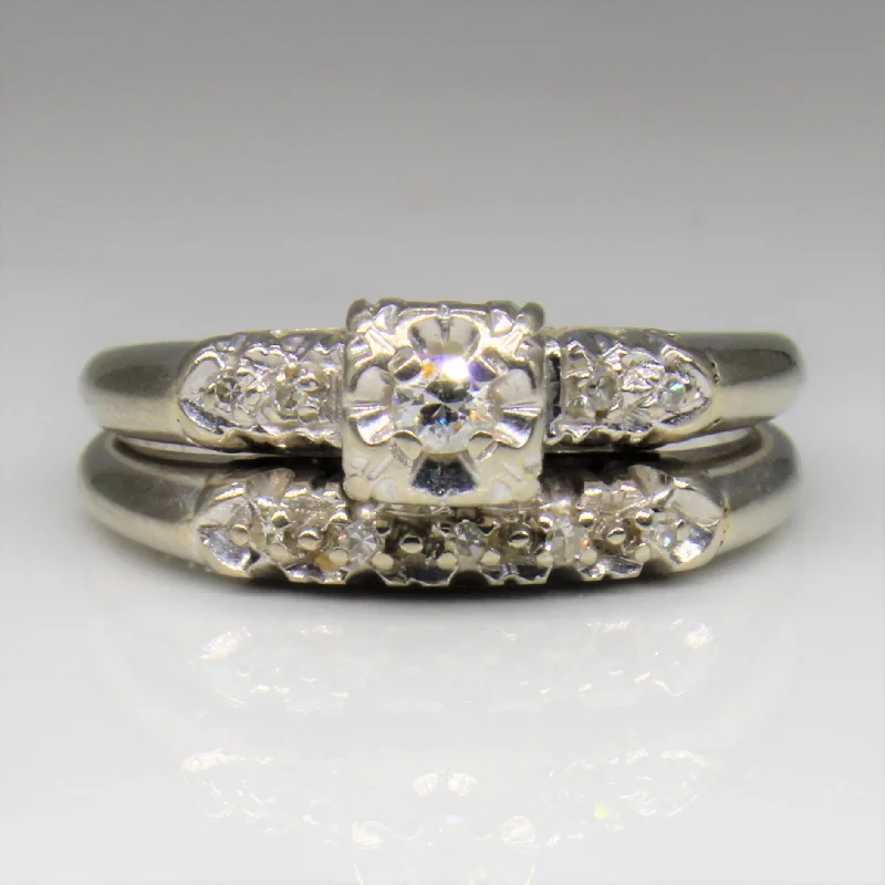 Limited Stock On Premium Jewelry At Low Prices Retro Diamond Wedding Set | 0.10ctw | SZ 6 |