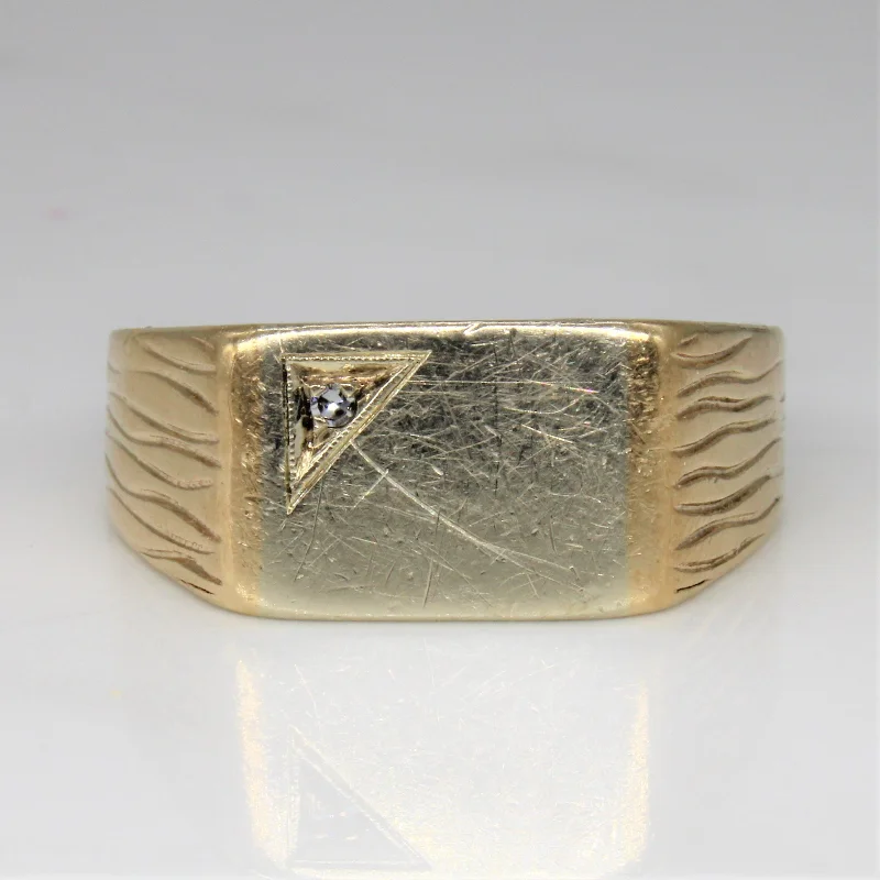 Exclusive Jewelry Sale – Shine For Less Two Tone Textured Signet Ring | 0.01ct | SZ 12.25 |