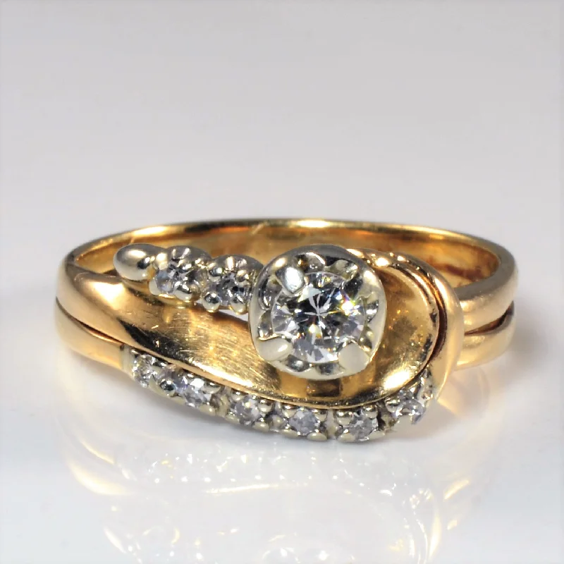 Trending Jewelry Styles Now At Limited-Time Discounts Illusion Diamond Swirl Soldered Wedding Set | 0.23ctw | SZ 7.25 |