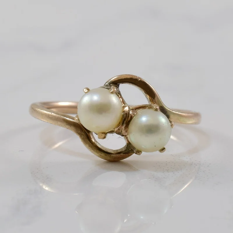 Chic, Trendy, And Affordable Jewelry Sale Double Pearl Bypass Ring | 1.76ctw |