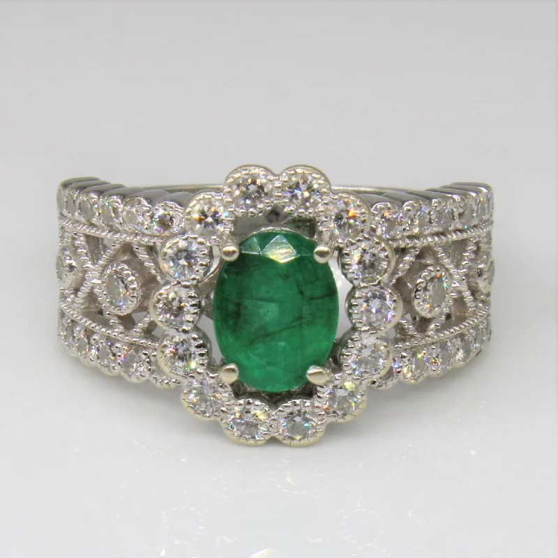 Timeless Elegance At Unbelievable Discounts Effy' Emerald & Diamond Ring | 1.00ct, 0.60ct | SZ 7 |