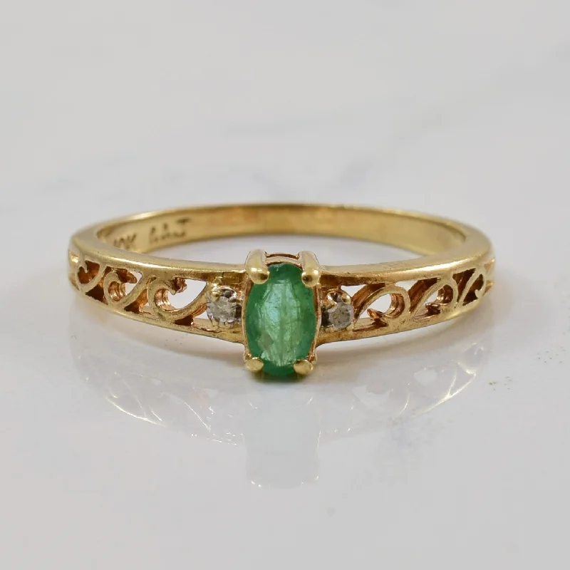 Fashion-Forward Jewelry At Exclusive Discounts Emerald & Diamond Filigree Ring | 0.17ct, 0.01ctw | SZ 6.75 |