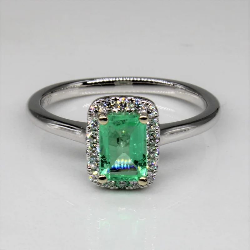 Glamorous Jewelry, Glamorous Deals – Shop Now Emerald & Diamond Halo Ring | 0.58ct, 0.14ct | SZ 6.5 |