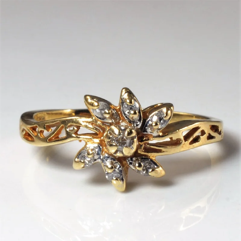 Shine Bright With Our Special Jewelry Promotions Diamond Flower Bypass Ring | 0.05ctw | SZ 6 |