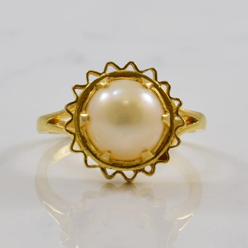 Elevate Your Outfit With Discounted Statement Jewelry Wavy Halo Pearl Cocktail Ring | 4.34ct | SZ 8.25 |