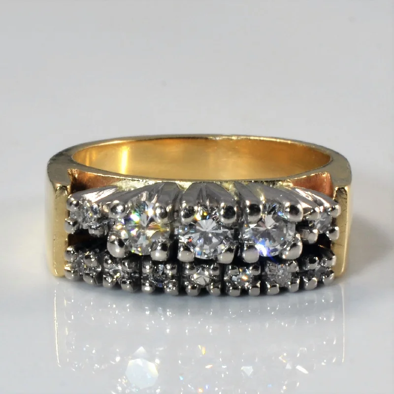 Sparkle On A Budget – Fine Jewelry For Less Double Row Diamond Ring | 0.57ctw | SZ 7 |