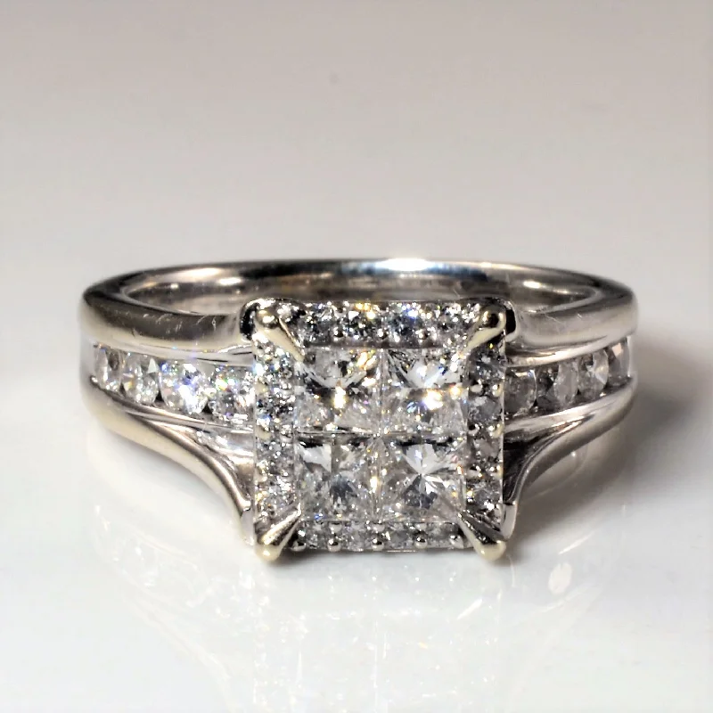 Sparkle For Less – Shop Jewelry Deals Now Quad Cluster Princess Diamond Engagement Ring | 1.35ctw | SZ 6 |