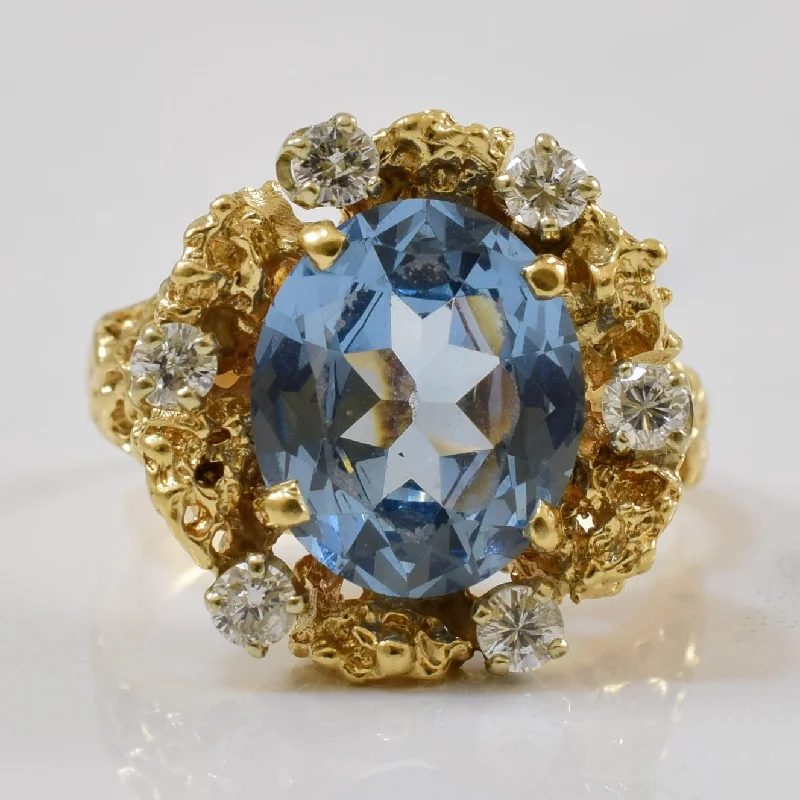 Holiday Jewelry Sale – Perfect Gifts At Great Prices Synthetic Spinel & Diamond Cocktail Ring | 4.50ct, 0.33ctw | SZ 8 |