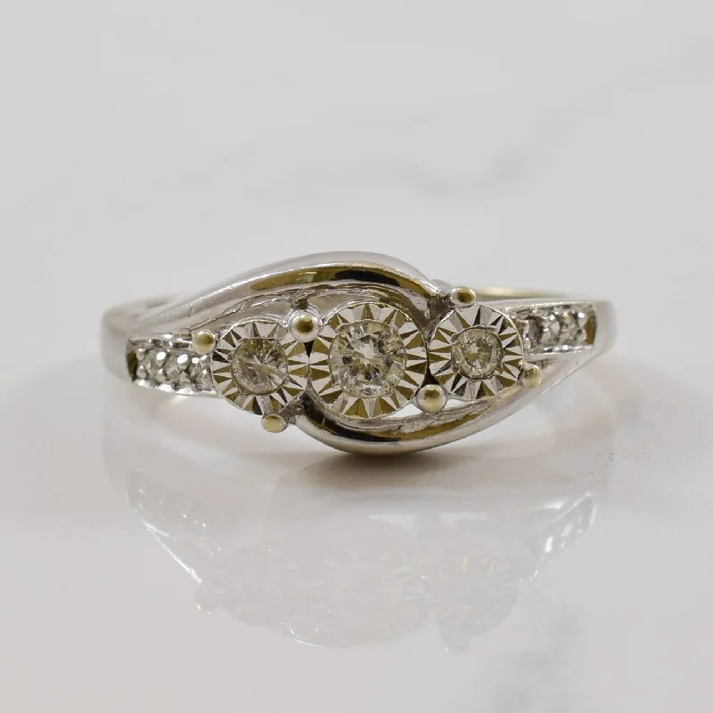 Fashion-Forward Jewelry At Incredible Prices Illusion Set Three Stone Diamond Bypass Ring | 0.14ctw | SZ 5.5 |