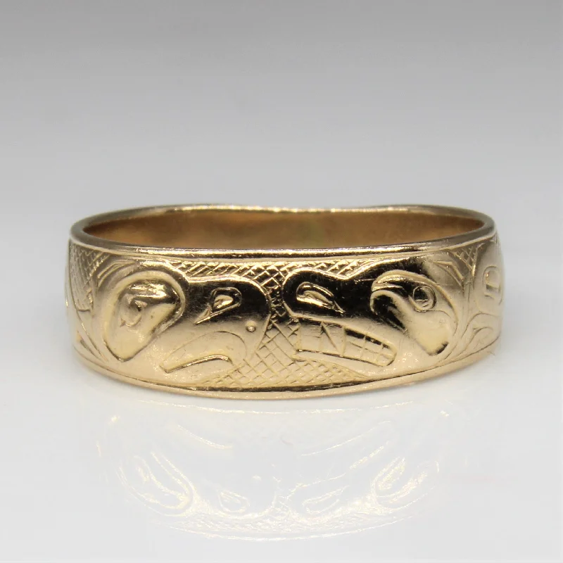 Jewelry Clearance Event – Last Chance For Stunning Deals Indigenous Eagle & Wolf Art Ring | SZ 8 |