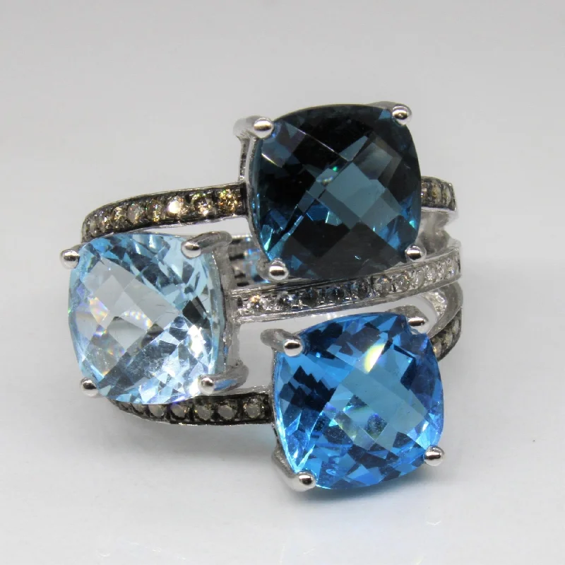 Don't Miss These Dazzling Jewelry Discounts 'Le Vian' Blue Topaz & Diamond Ring | 9.49ctw, 0.21ctw | SZ 7 |