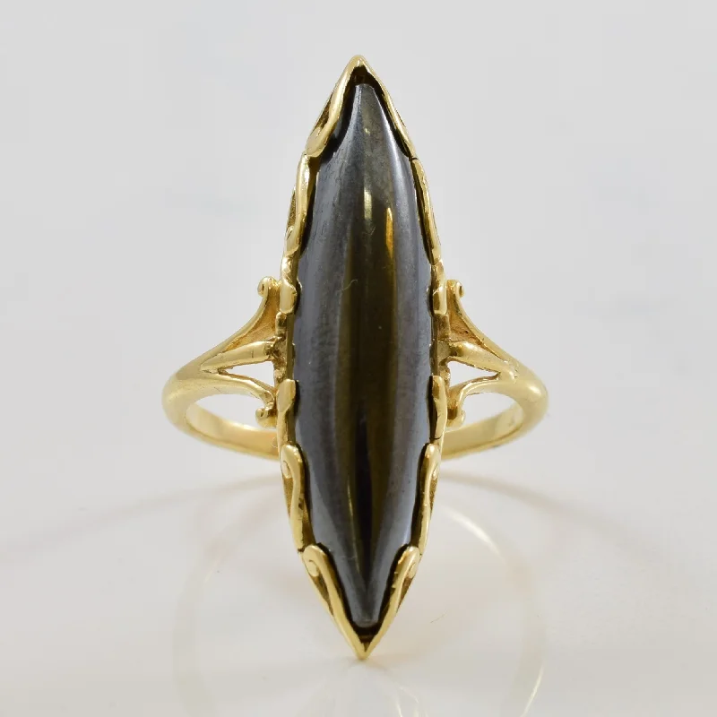 Seasonal Jewelry Sale – Upgrade Your Style Today Marquise Hematite Saddle Ring | 9.50ct | SZ 7.5 |