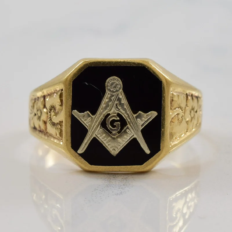 Elegant Jewelry Styles At Budget-Friendly Prices Orange Blossom Detailed Onyx Mason Ring | 0.75ct | SZ 8.75 |