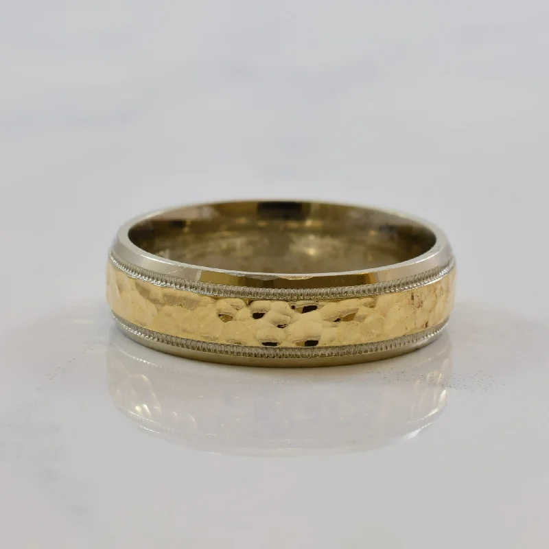 High-Quality Jewelry At A Fraction Of The Cost Hammered Milgrain Edged Two Tone Band | SZ 10.5 |